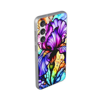 Stained Glass Iris Smartphone Case — Vibrant Purple Watercolor Phone Cover