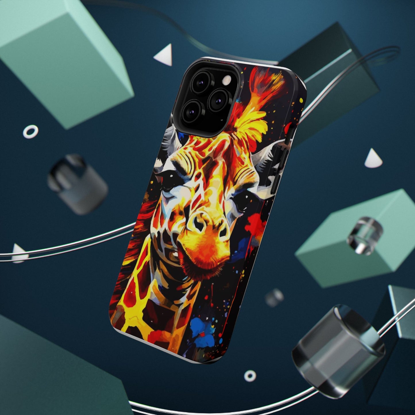 Funky Giraffe Art Impact-Resistant Phone Case —