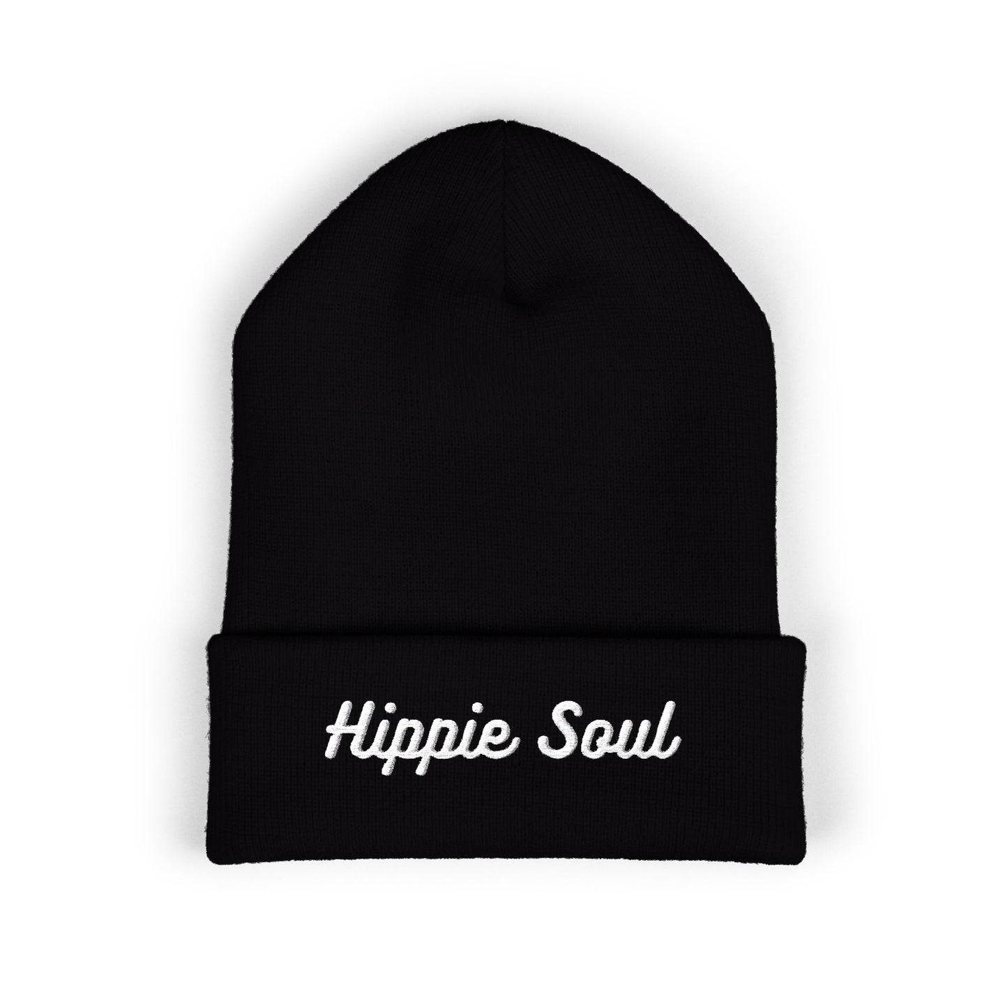 Hippie Soul Embroidered Beanie — Classic Cuffed Knit Hat
