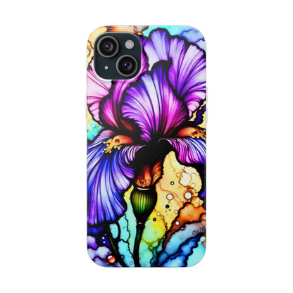 Stained Glass Iris Smartphone Case — Vibrant Purple Watercolor Phone Cover