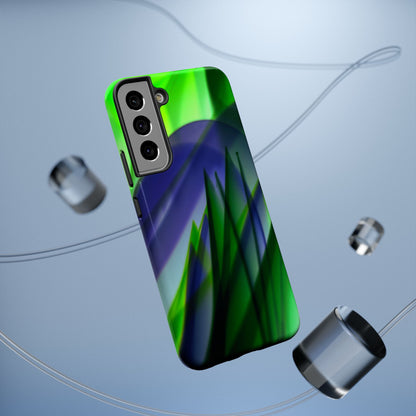 — Green Blue Abstract Wave Design Impact-Resistant Phone Case