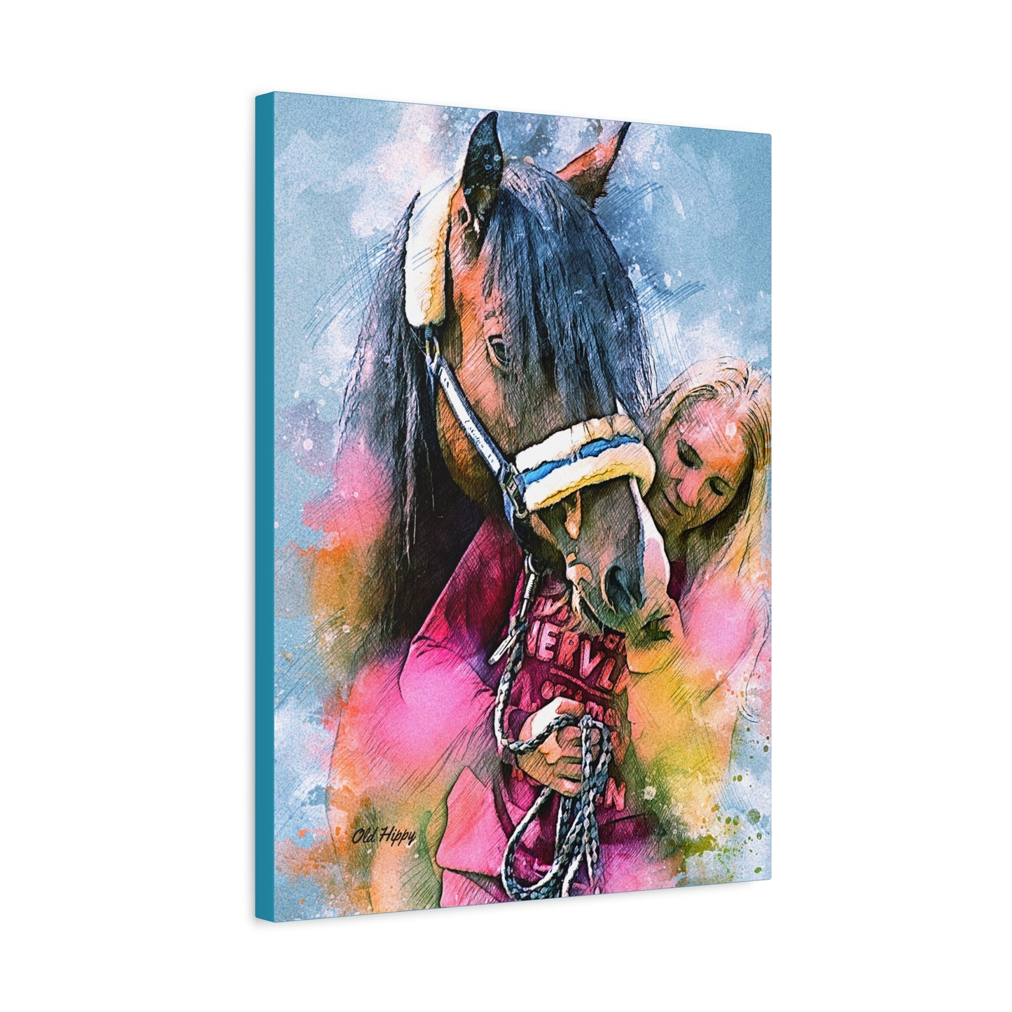 Kindred Spirits” – Girl and Horse Watercolor-Style Canvas