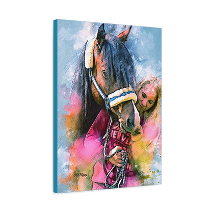 Kindred Spirits” – Girl and Horse Watercolor-Style Canvas