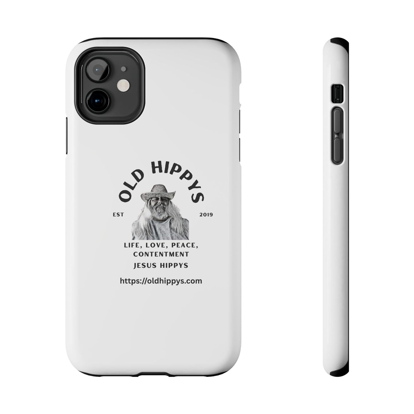 Old Hippys Phone Case — 'Life, Love, Peace, Contentment' Tough Protective Case