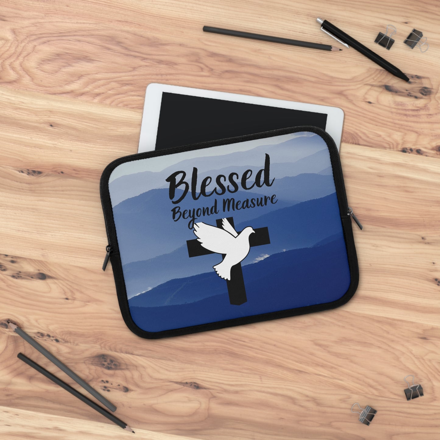 Blessed Beyond Measure Laptop Sleeve — Christian Dove & Cross Sleeve
