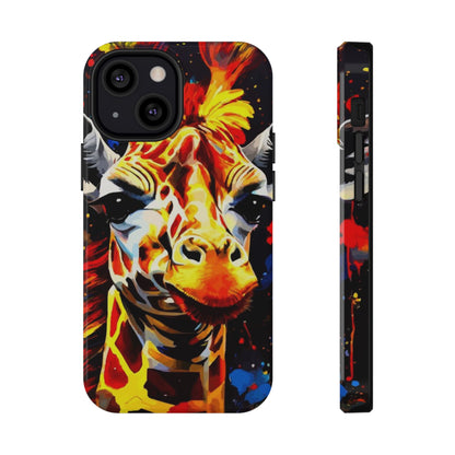 Funky Giraffe Art Impact-Resistant Phone Case —