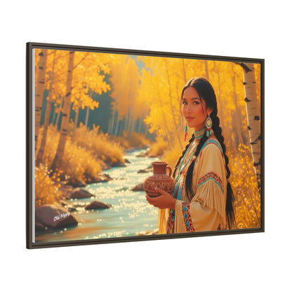 "Autumn Grace by the Stream" AI Wood Framed Canvas by Old Hippy