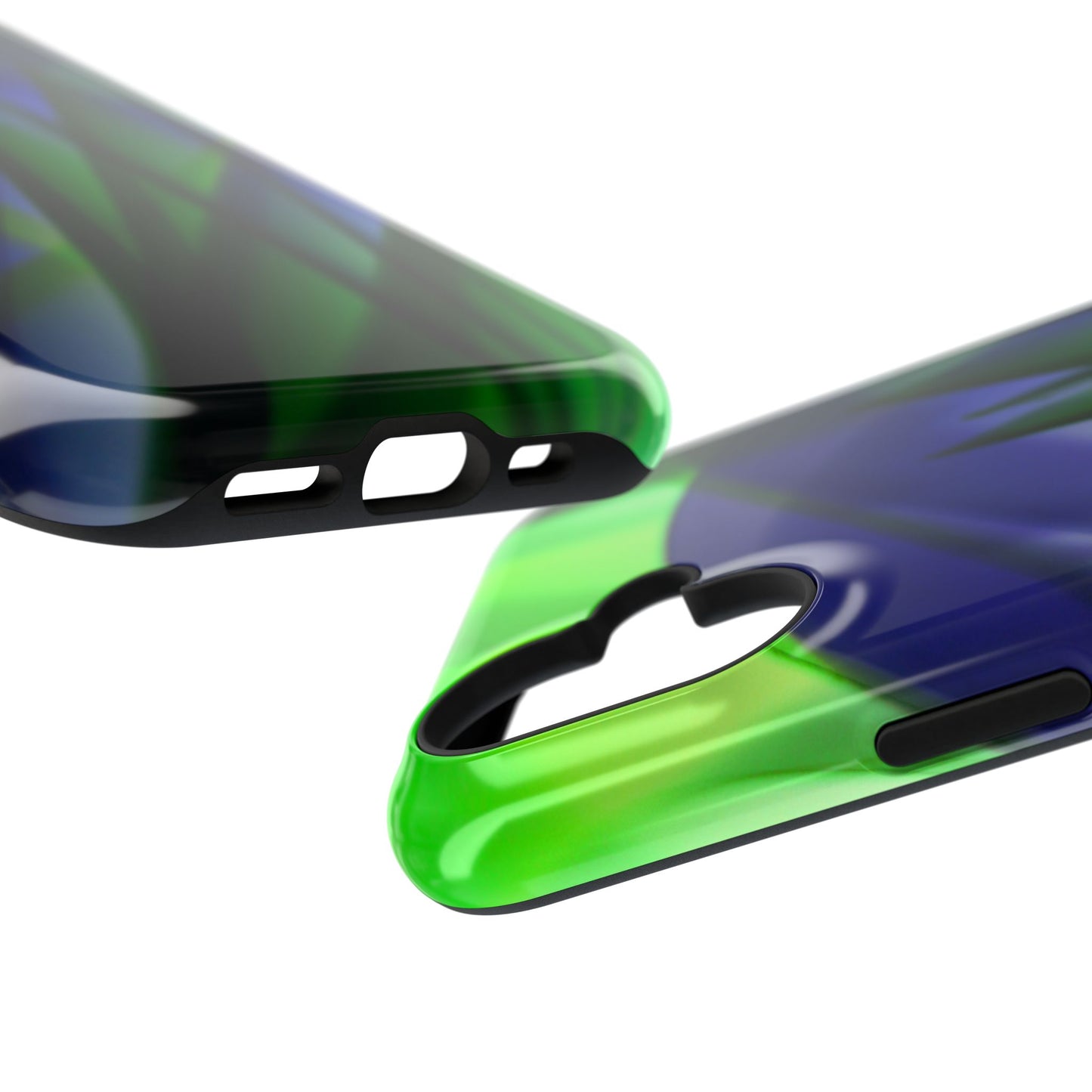 — Green Blue Abstract Wave Design Impact-Resistant Phone Case