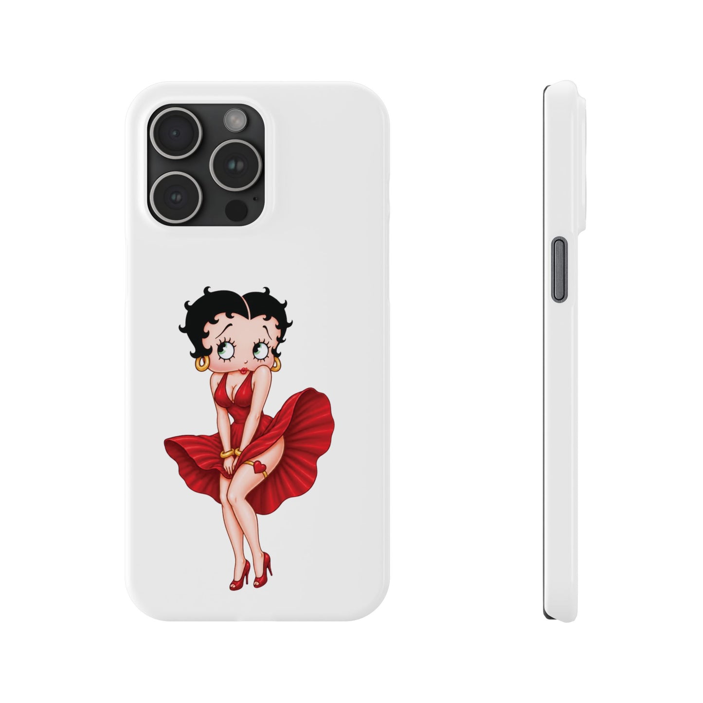Betty Boop Red Dress Slim iPhone Case — Retro Pin-Up Cartoon Phone Cover