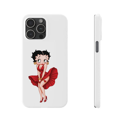 Betty Boop Red Dress Slim iPhone Case — Retro Pin-Up Cartoon Phone Cover