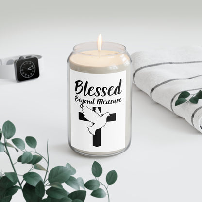 Blessed Beyond Measure Soy Candle — 13.75 oz Religious Scented Candle (Dove & Cross)