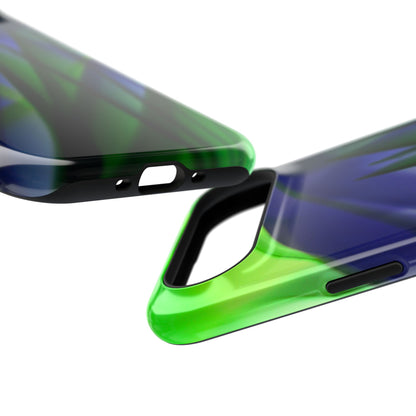 — Green Blue Abstract Wave Design Impact-Resistant Phone Case