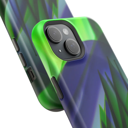 — Green Blue Abstract Wave Design Impact-Resistant Phone Case