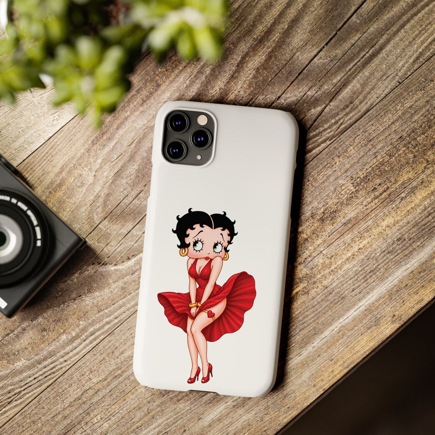 Betty Boop Red Dress Slim iPhone Case — Retro Pin-Up Cartoon Phone Cover