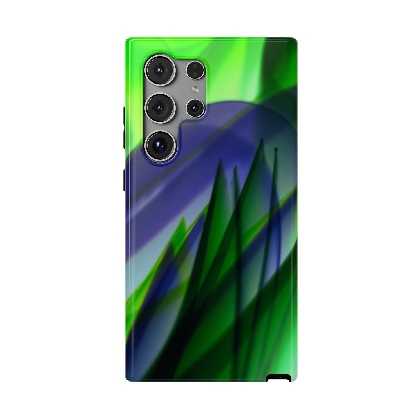 — Green Blue Abstract Wave Design Impact-Resistant Phone Case