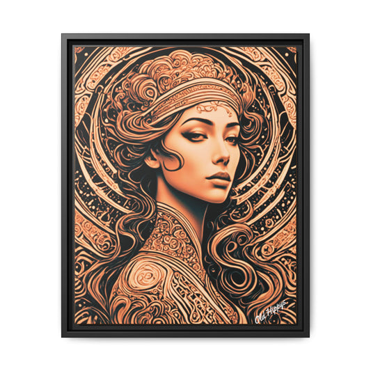 Woman in Bronze Wood Framed Canvas
