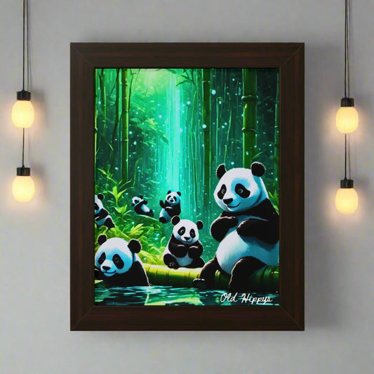 Whimsical Panda Forest Framed Poster - Perfect for Nature Lovers & Home Decor