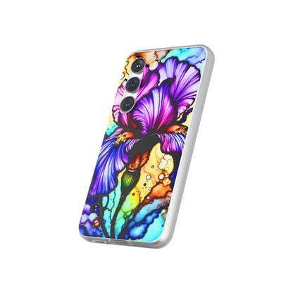 Stained Glass Iris Smartphone Case — Vibrant Purple Watercolor Phone Cover