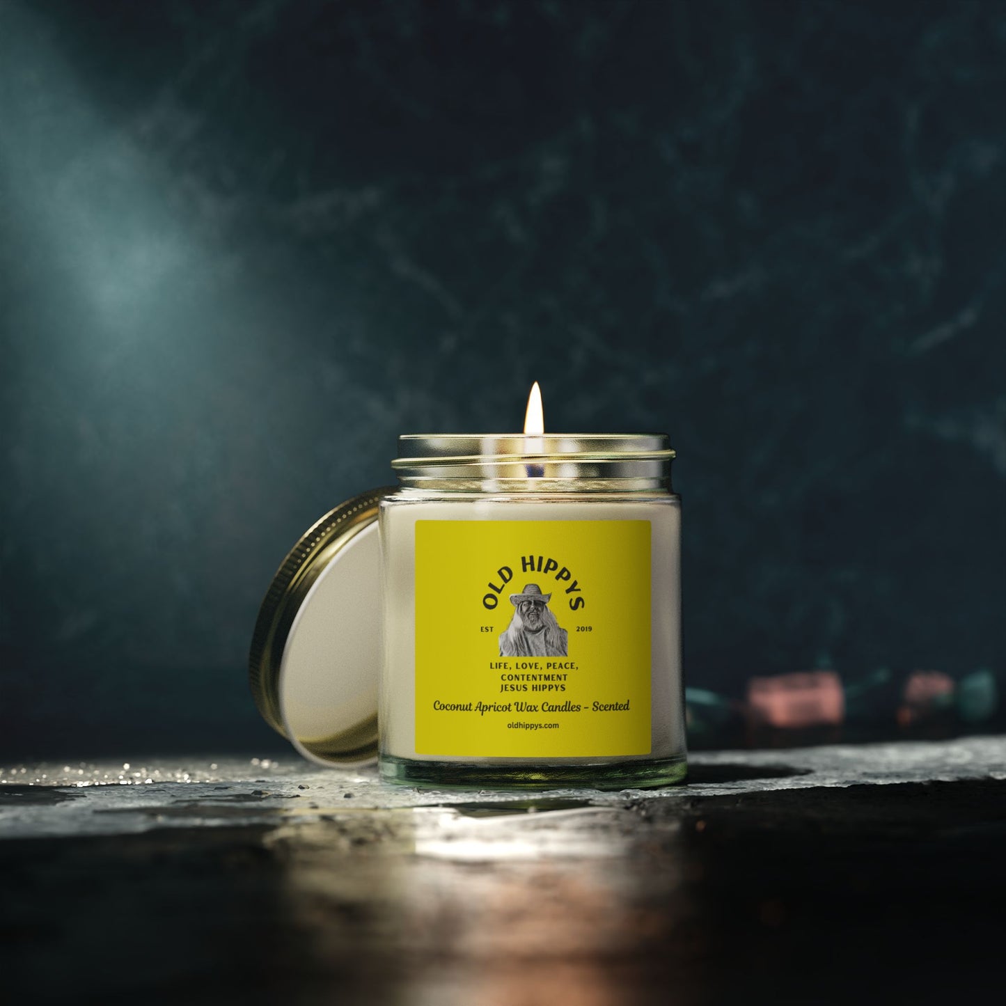 Coconut Apricot Scented Candle (4oz/9oz) by Old Hippys