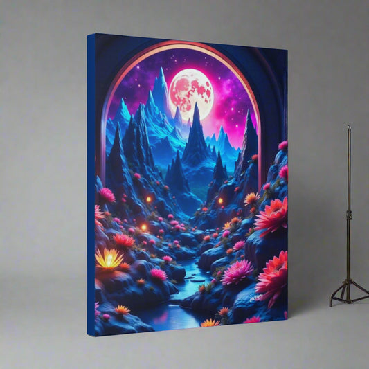 Moonlit Lotus Valley Canvas by Old Hippy