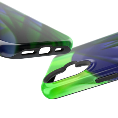 — Green Blue Abstract Wave Design Impact-Resistant Phone Case