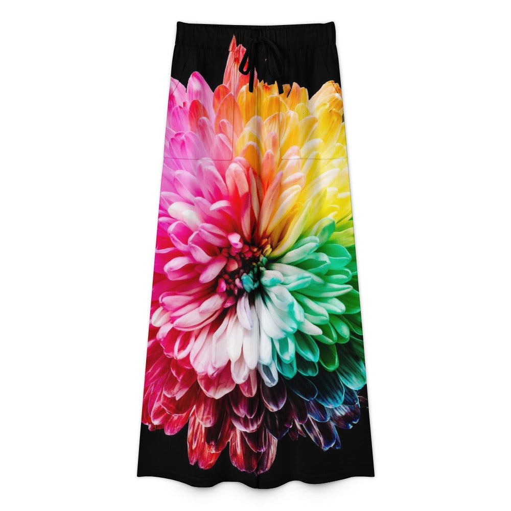 Rainbow Bloom Wide-Leg Pants — Bold Floral ComfortWomen's wide-leg pants