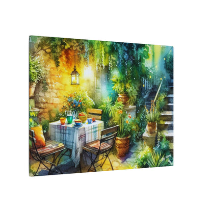 Serene Garden Bistro Canvas Print — Stretched Matte Wall Art