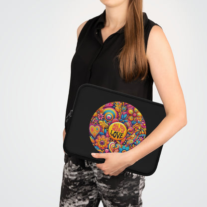 Laptop Sleeve — Colorful Retro "All You Need Is Love" Floral Design