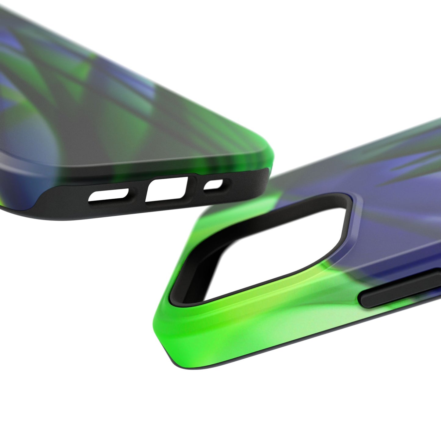 — Green Blue Abstract Wave Design Impact-Resistant Phone Case