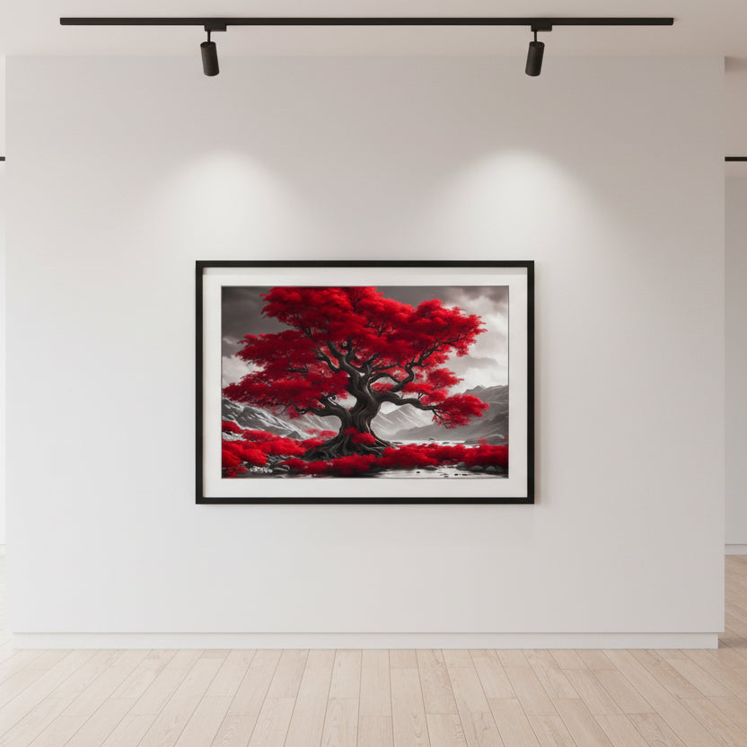 Flaming Red Tree Fine Art Poster