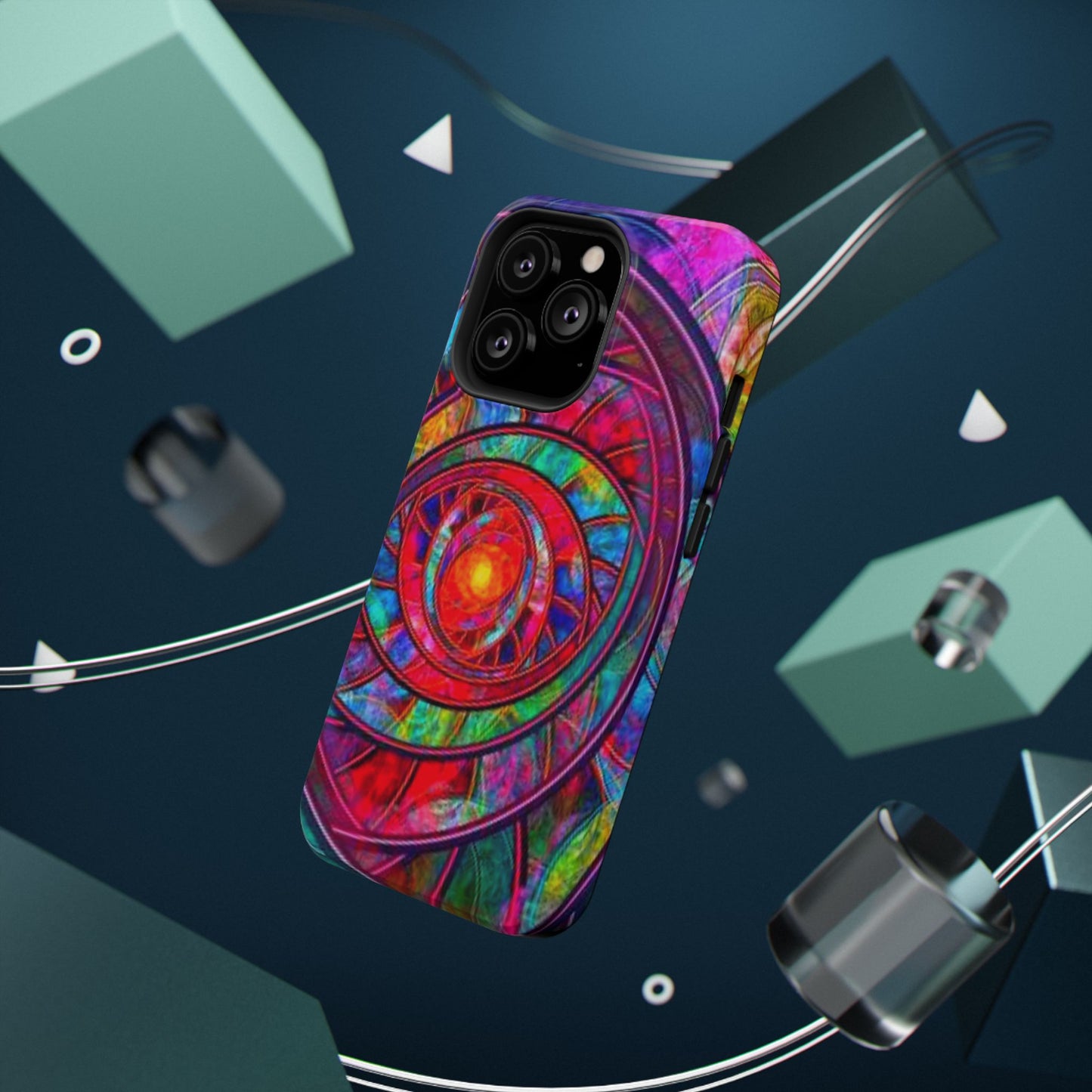 Protective Phone Case — Vibrant Abstract Mandala Impact-Resistant Design
