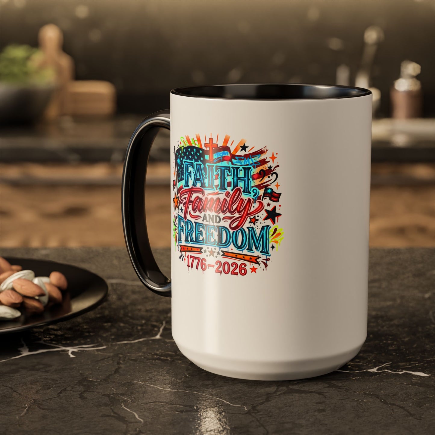 Faith Family Freedom 1776–2026 Patriotic Coffee Mug
