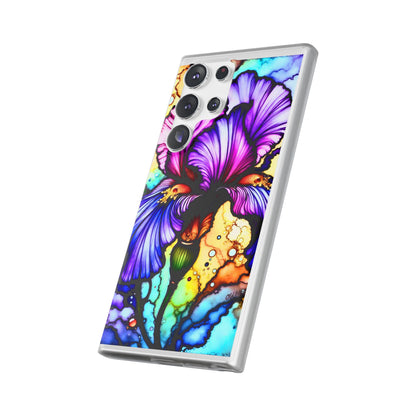 Stained Glass Iris Smartphone Case — Vibrant Purple Watercolor Phone Cover