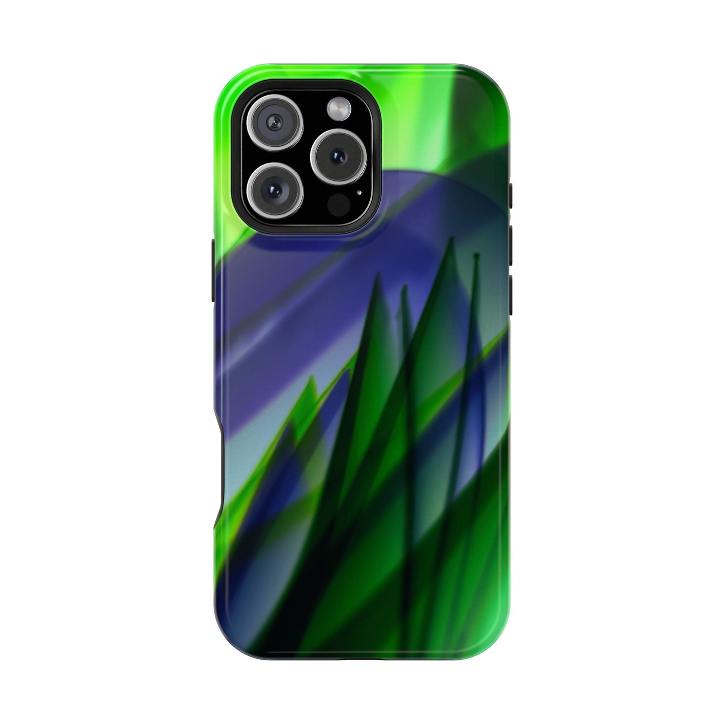 — Green Blue Abstract Wave Design Impact-Resistant Phone Case