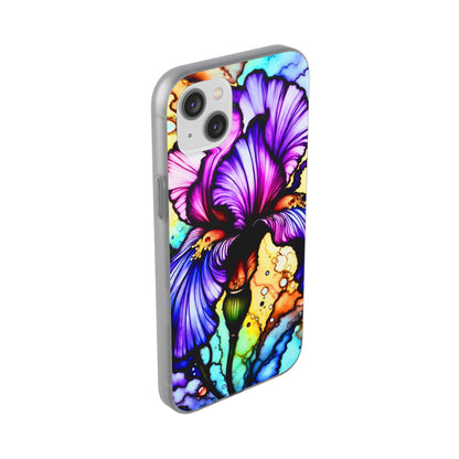 Stained Glass Iris Smartphone Case — Vibrant Purple Watercolor Phone Cover