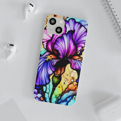 Stained Glass Iris Smartphone Case — Vibrant Purple Watercolor Phone Cover
