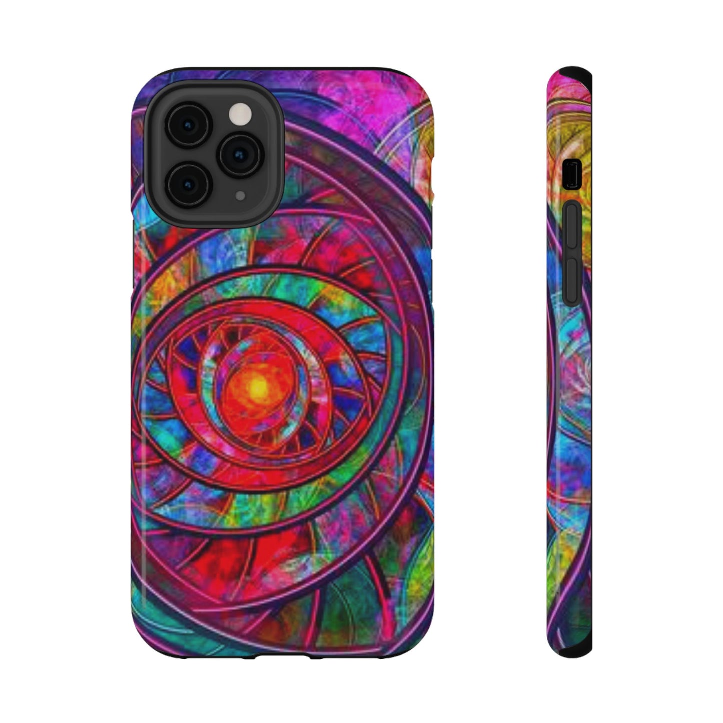 Protective Phone Case — Vibrant Abstract Mandala Impact-Resistant Design