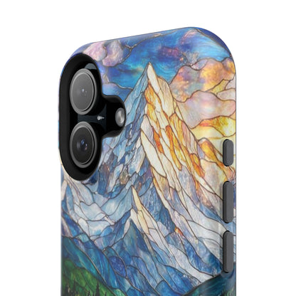 Stained Glass Mountain Lake Mosaic Phone Case — Impact-Resistant Artistic Protection