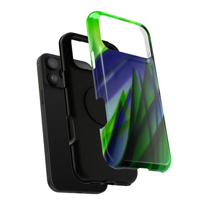 — Green Blue Abstract Wave Design Impact-Resistant Phone Case