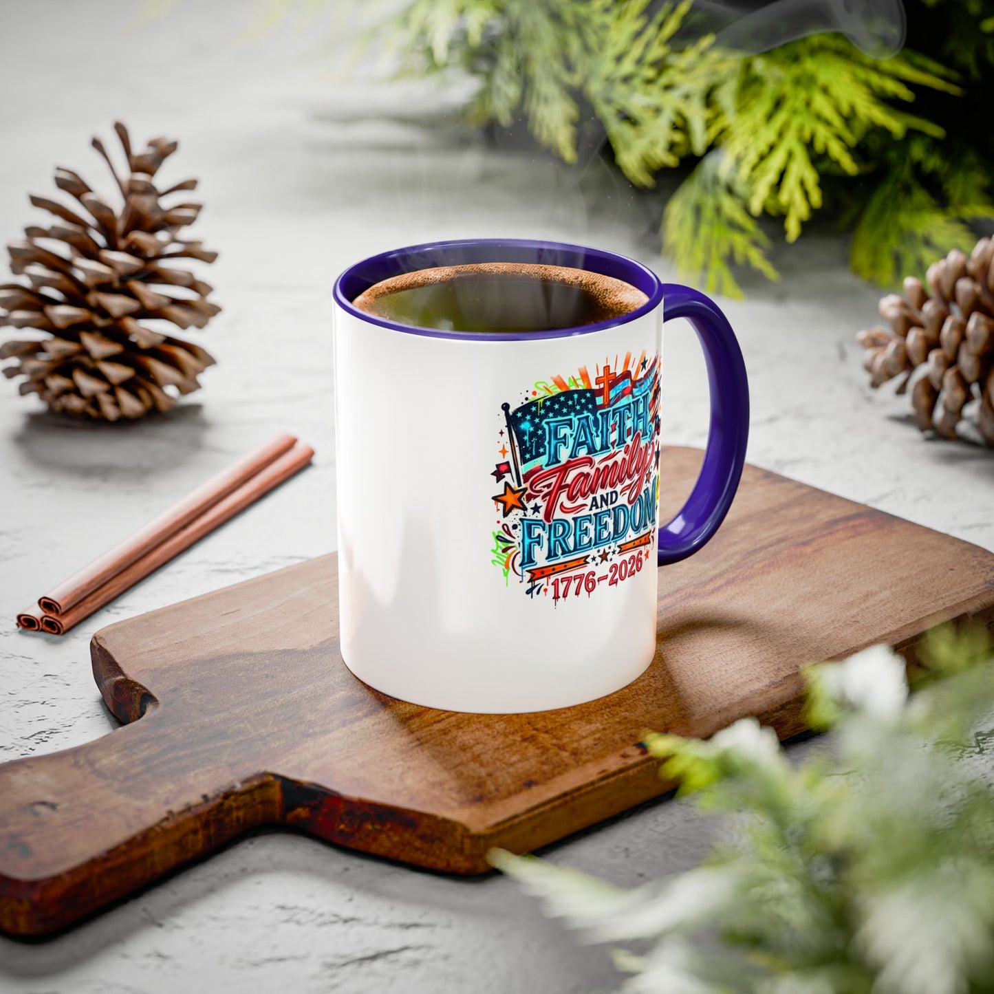 Faith Family Freedom 1776–2026 Patriotic Coffee Mug
