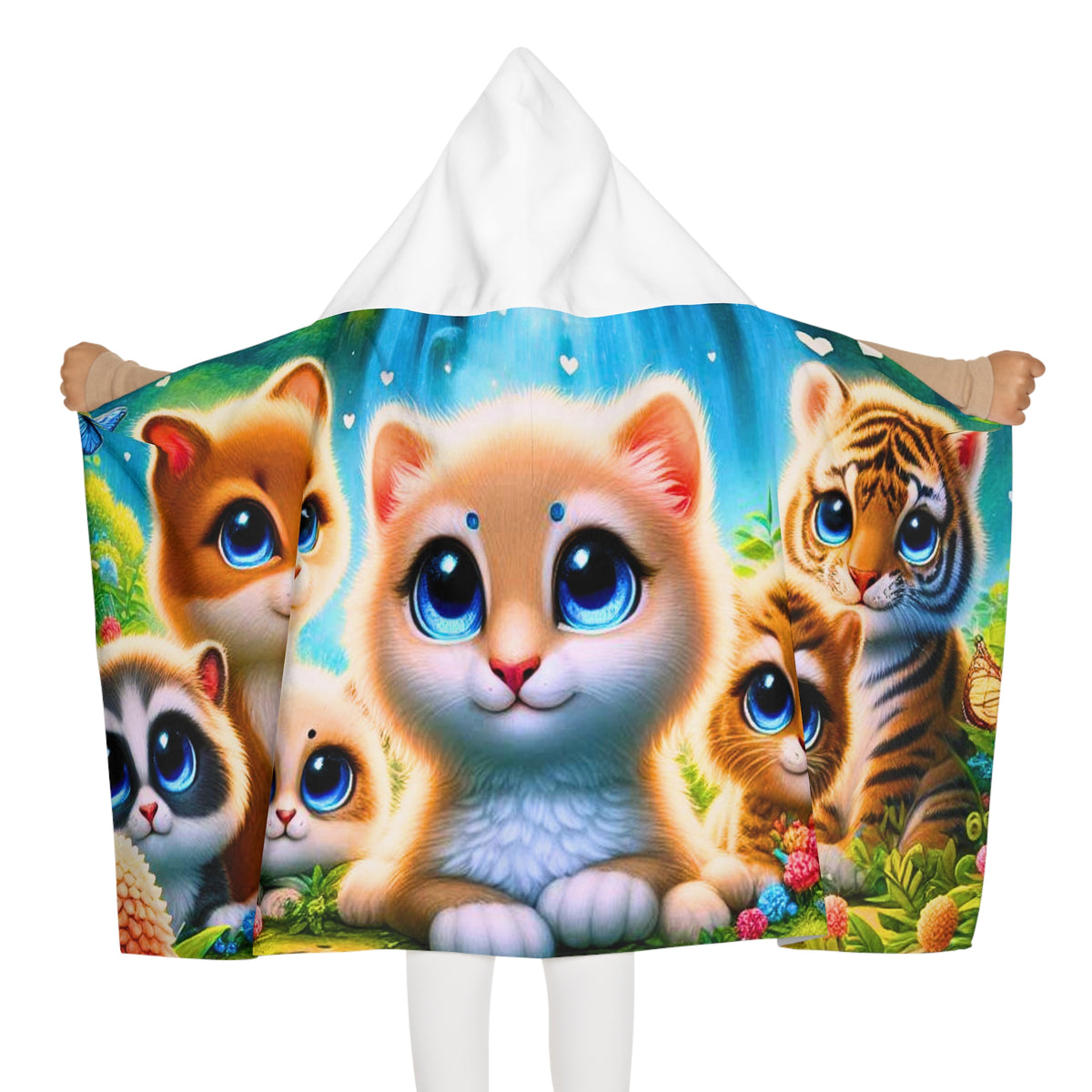 Kids Hooded Towel — Cute Big-Eyed Baby Animals Beach & Bath Wrap
