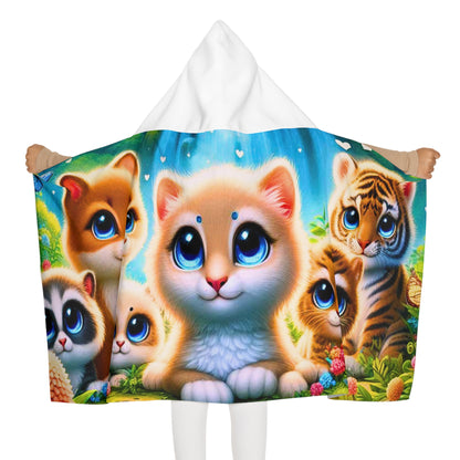 Kids Hooded Towel — Cute Big-Eyed Baby Animals Beach & Bath Wrap