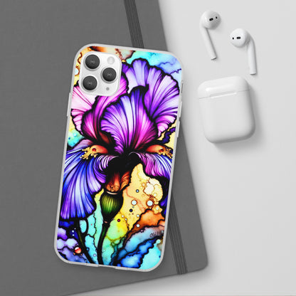 Stained Glass Iris Smartphone Case — Vibrant Purple Watercolor Phone Cover