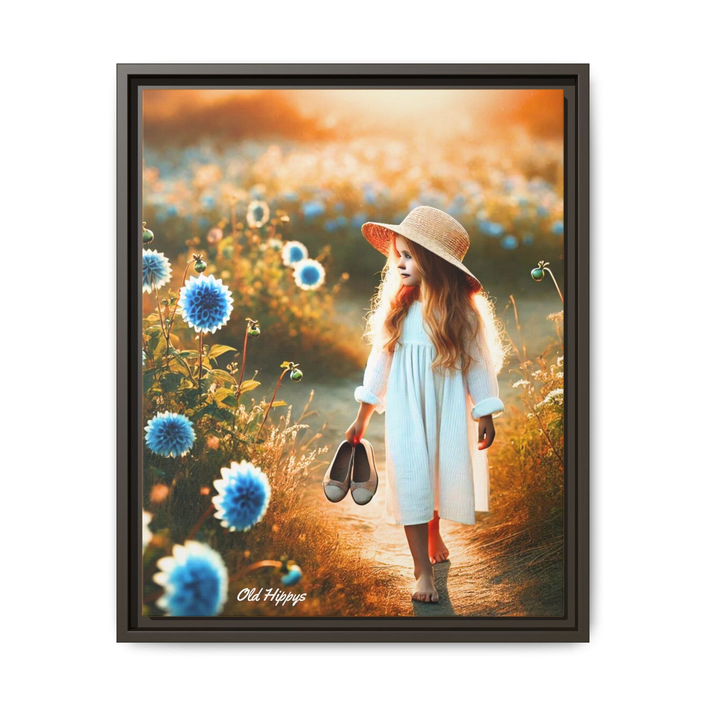 A Girl and Her Thoughts Wood Framed Canvas