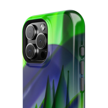 — Green Blue Abstract Wave Design Impact-Resistant Phone Case