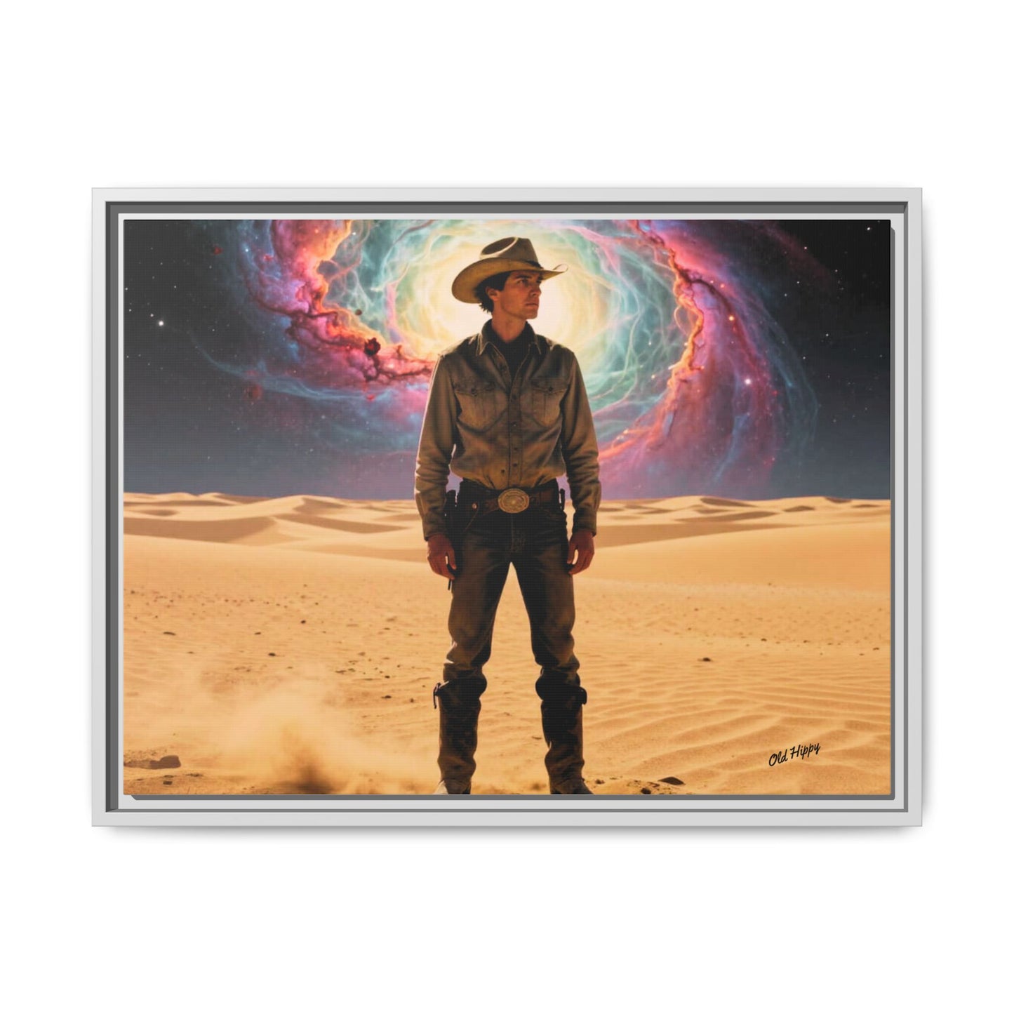 Stardust Wrangler- Framed Canvas AI Art by Old Hippy