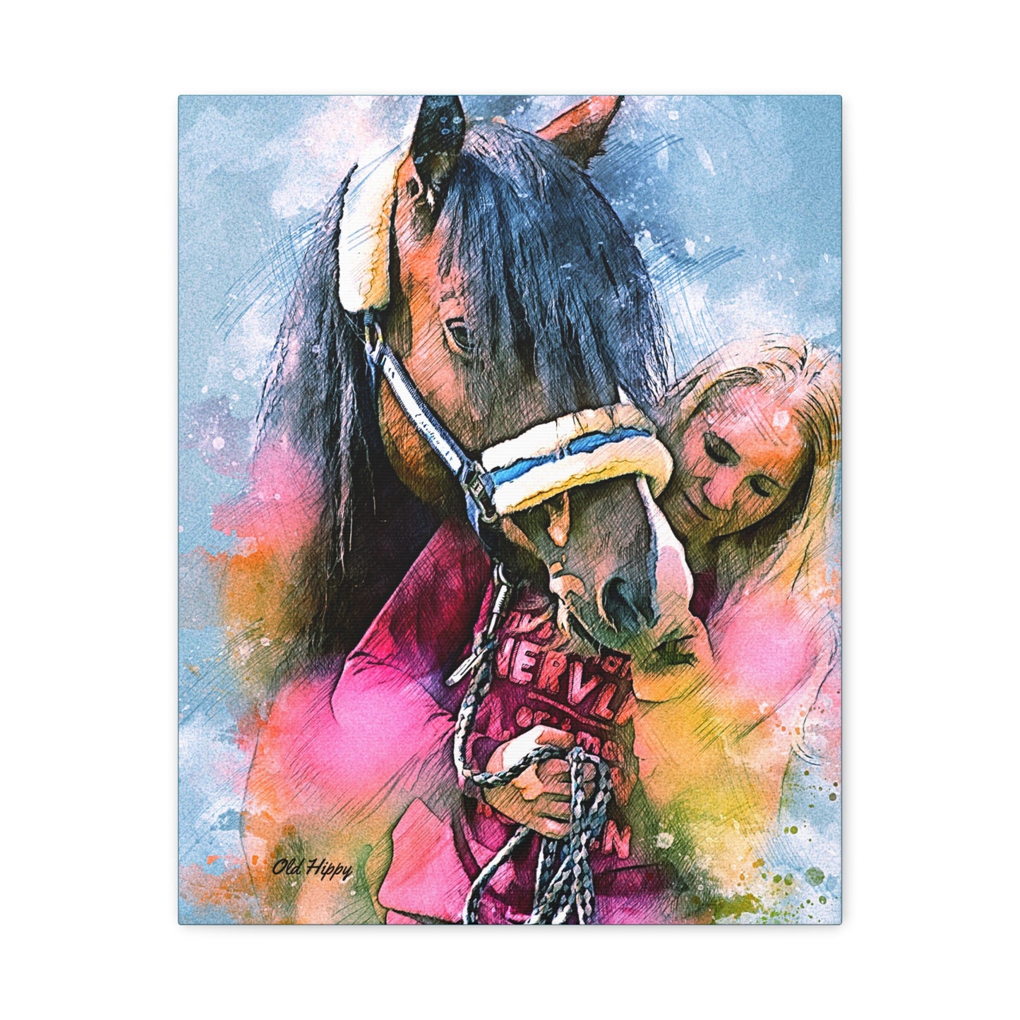 Kindred Spirits” – Girl and Horse Watercolor-Style Canvas