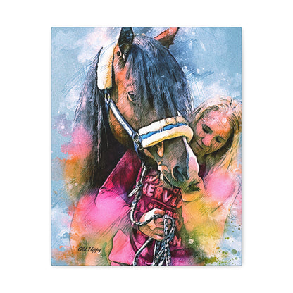 Kindred Spirits” – Girl and Horse Watercolor-Style Canvas