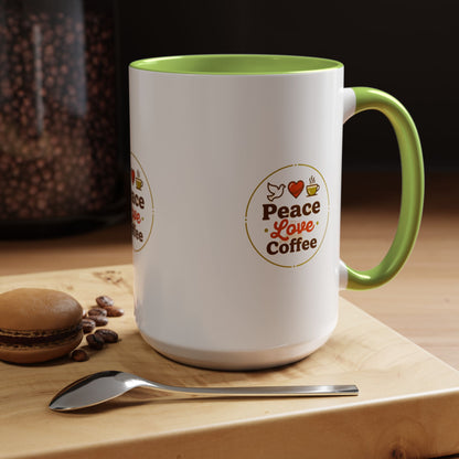 Peace Love Coffee Accent Mug - 11/15oz Ceramic Coffee Cup