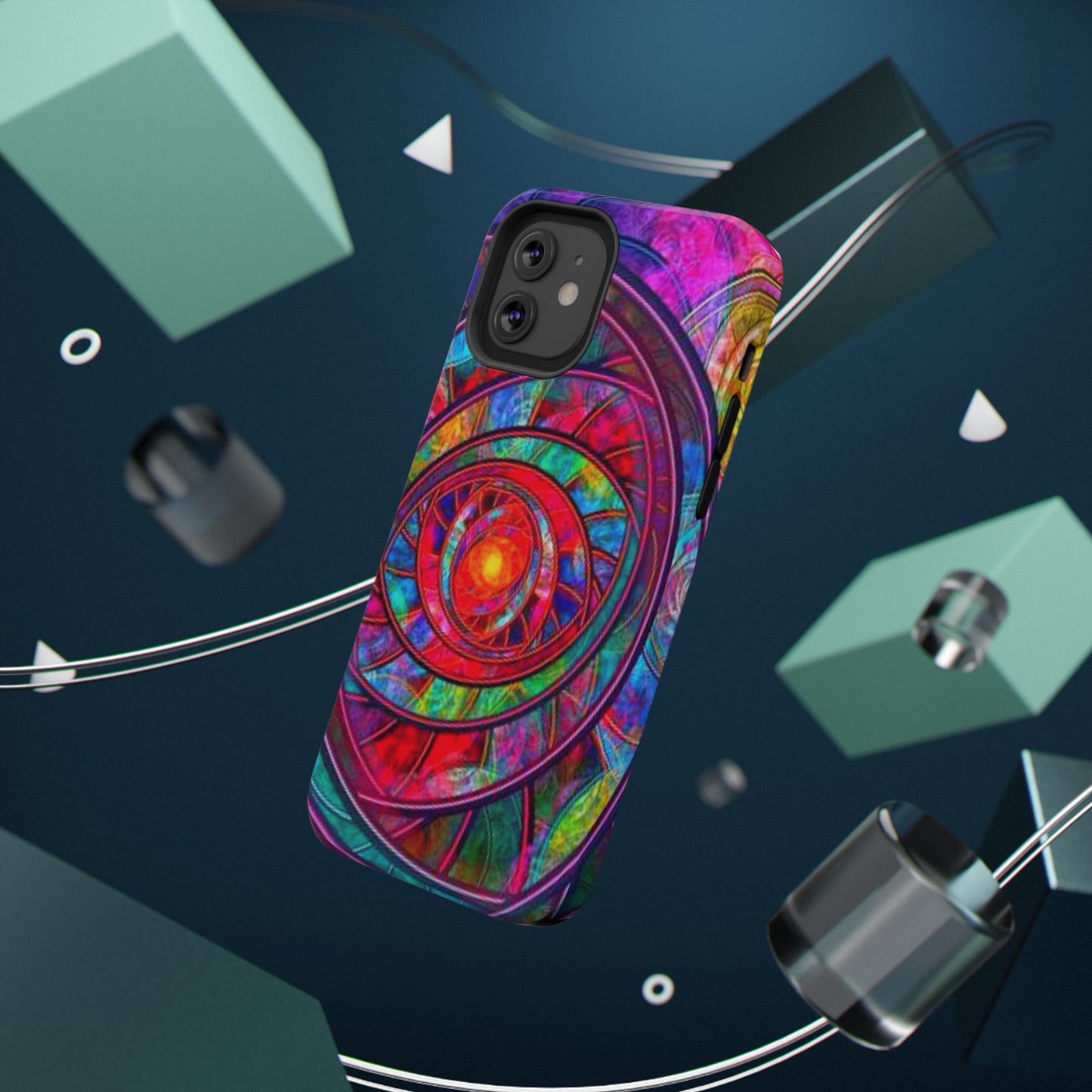 Protective Phone Case — Vibrant Abstract Mandala Impact-Resistant Design